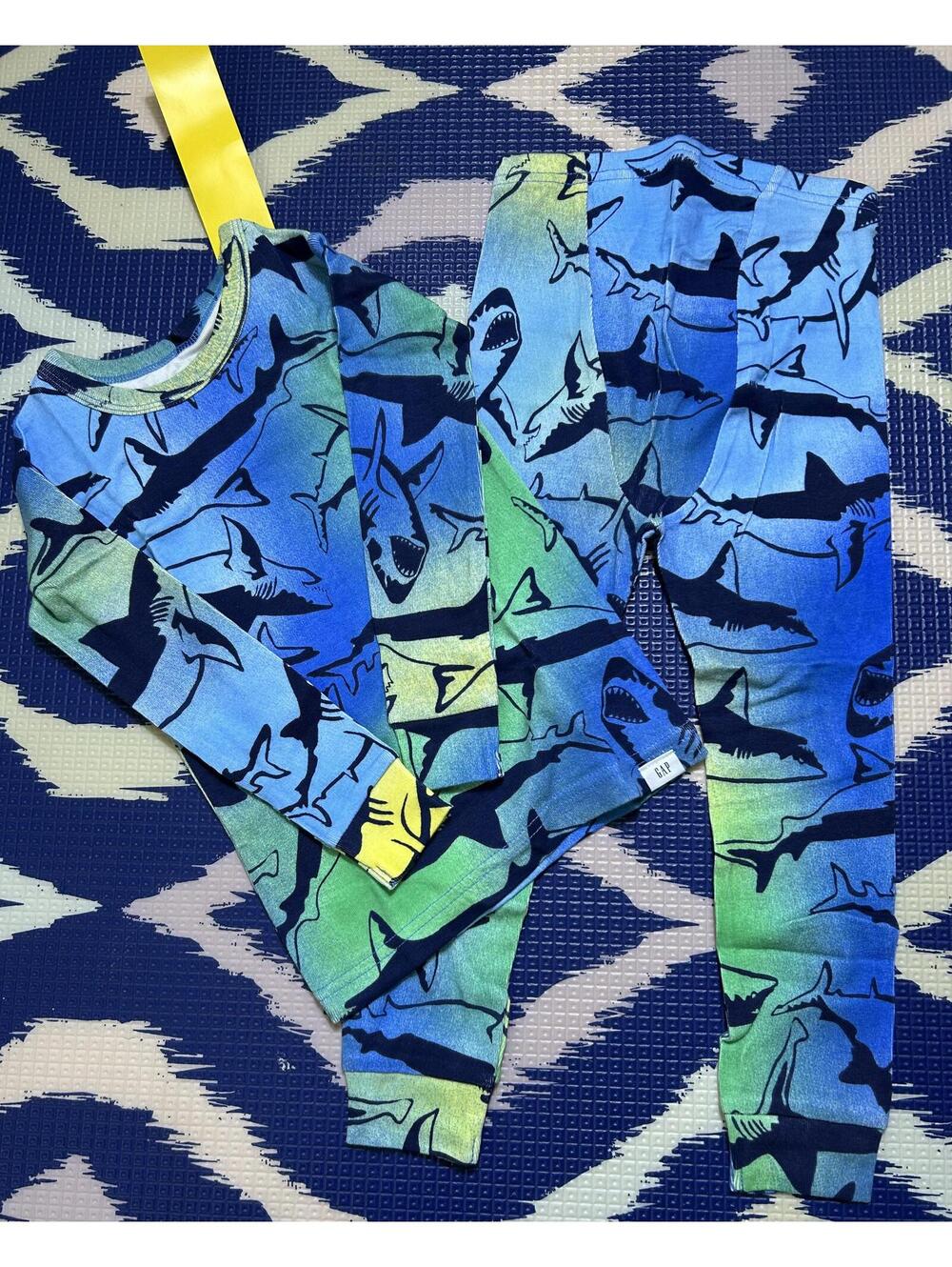 Baby Gap Organic Cotton PJ Set - Blue & Green Fish Print - Size 3T - NWT - Picture 2 of 9